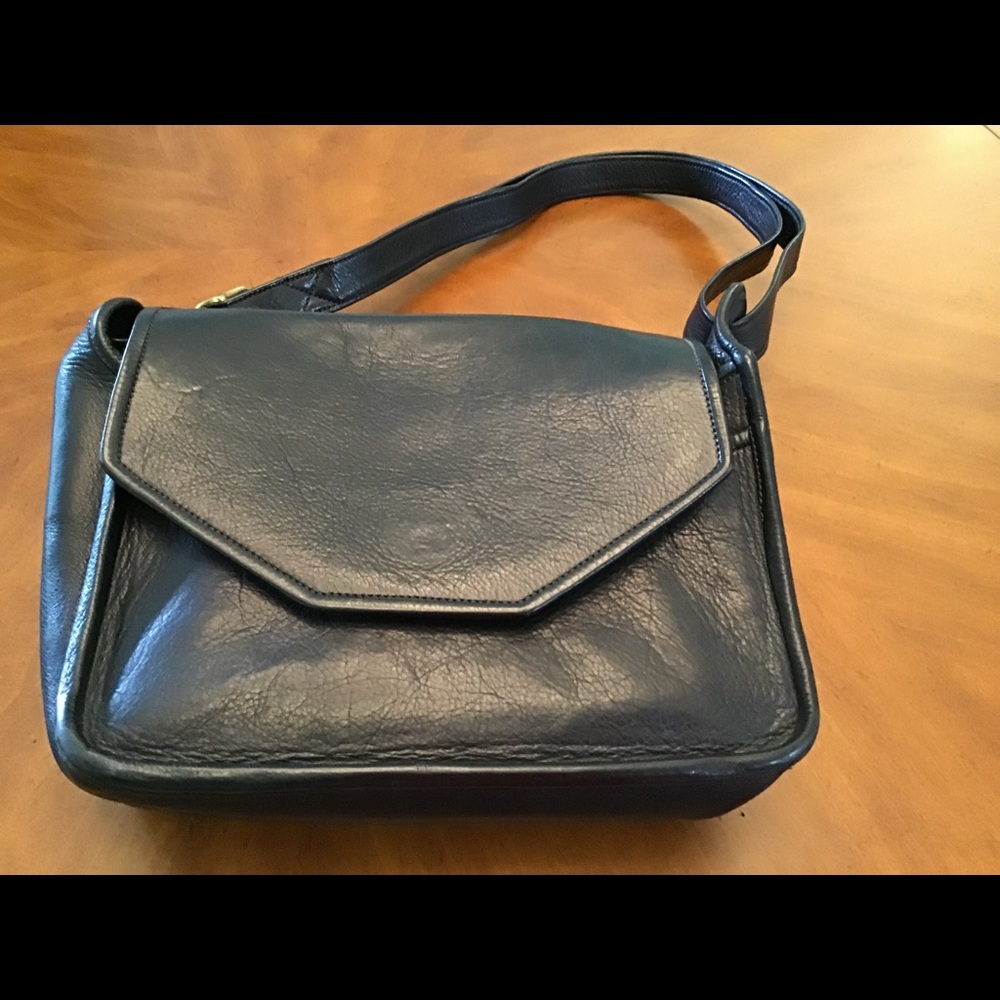 Black leather shoulder bag